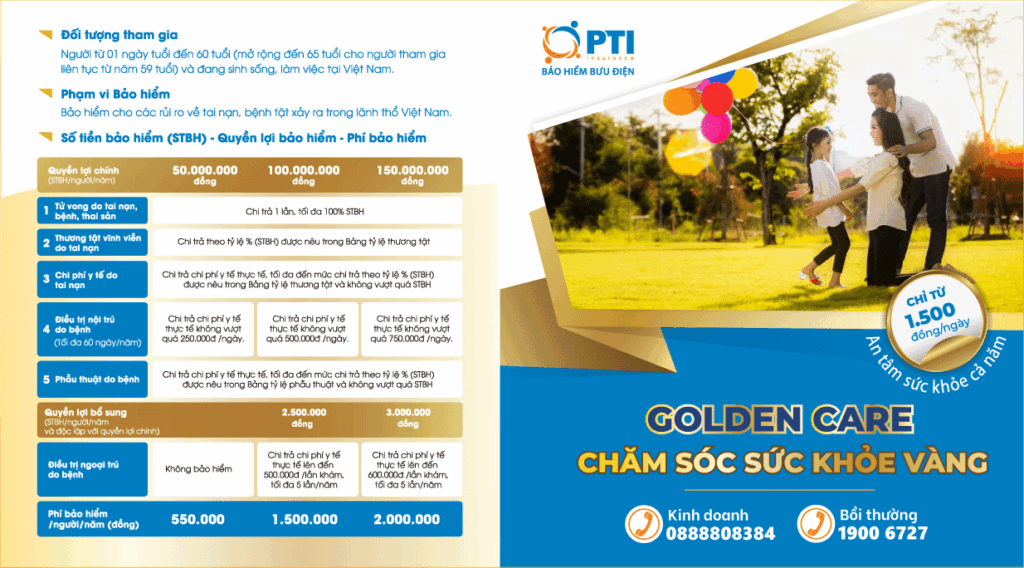 Tờ rơi bảo hiểm sức khỏe vàng PTI